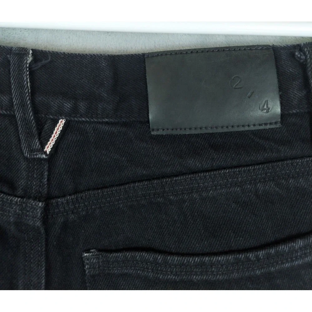 Raleigh Denim Martin Fit Selvedge Black Raw Hem‎ 31x26 Jeans Cropped Button Fly